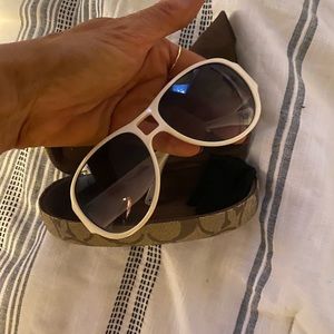 White coach sunglasses with case and dust cloth